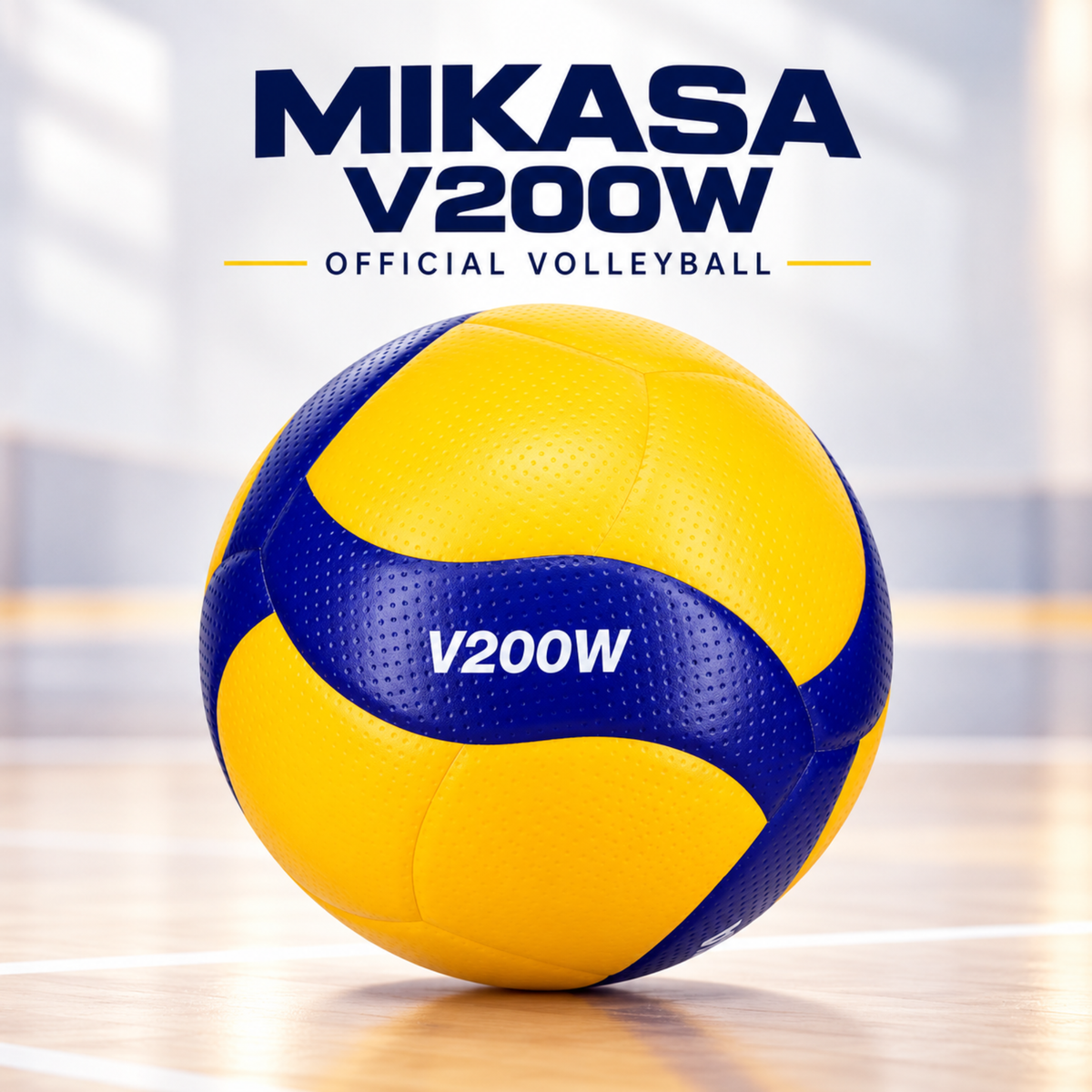 Mikasa V200W Volleyball, Yellow & Blue